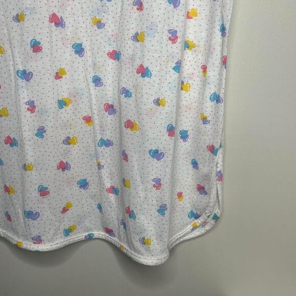 Vintage 80s 90s 1990s White and pink heart polka dot baby nightgown with ruffles - Picture 3 of 8